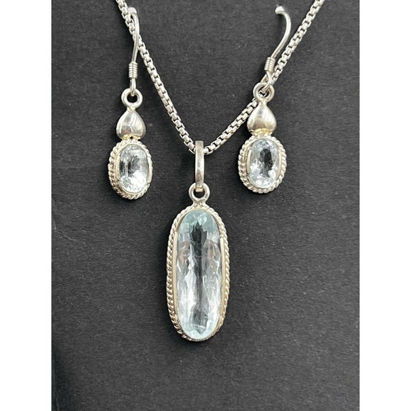 Aquamarine jewelry set Handmad 925 Starling Silver Stone Region Gilgit - Picture 6 of 12